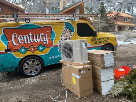 A Century Air Inc truck bringing a new AC to a Las Vegas resident